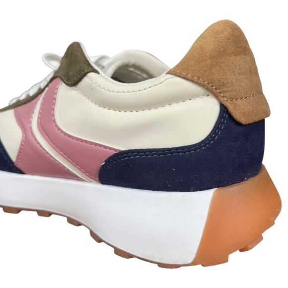 Steve Madden Escapade Sporty Sneaker Navy Pink Green Cream Women's 8.5 - Picture 3 of 9
